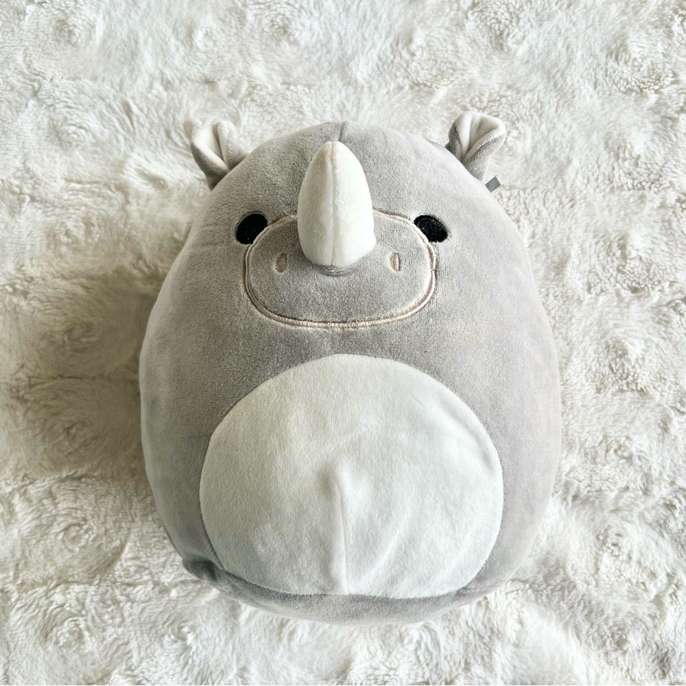 Squishmallows Irving the Rhino Rhinoceros 8” Gray White Zoo Squad Plush RETIRED
